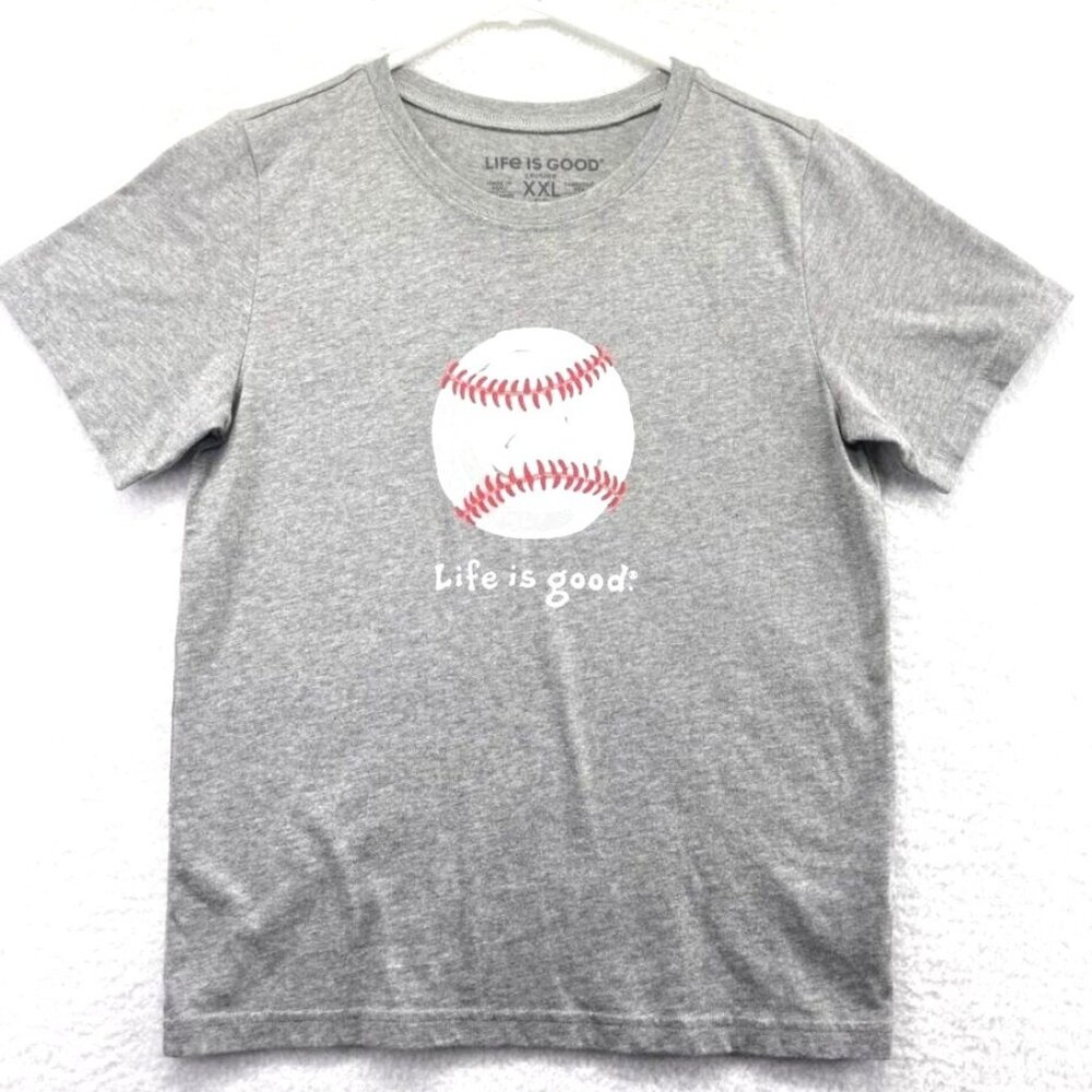 Life Is Good Boys Baseball Crusher T Shirt Size XXL Gray Short Sleeve